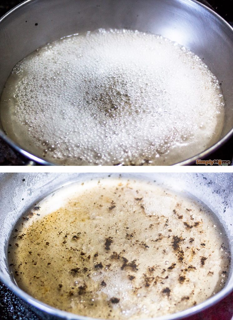 Cleaning a burnt pan with baking soda