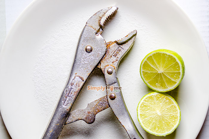 Clean rusty tools with lemon juice and salt