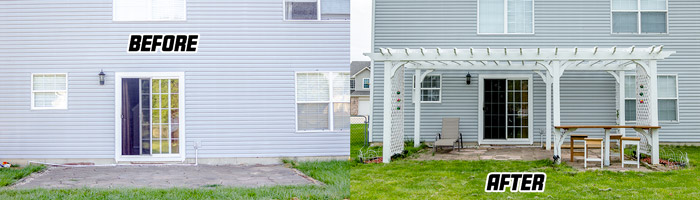 Before and after added a pergola