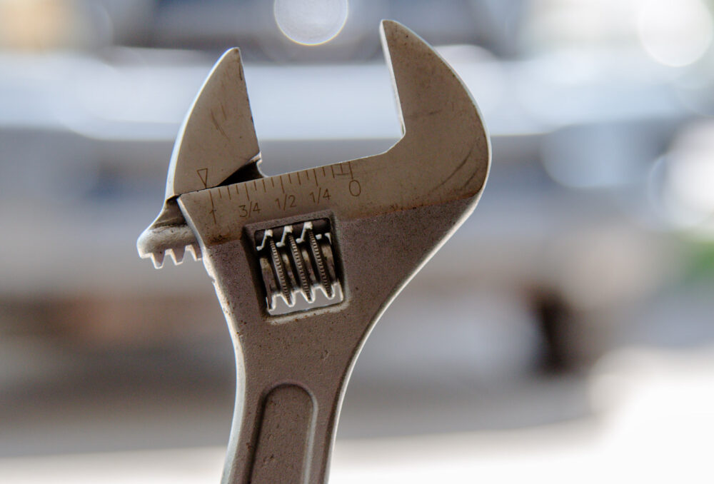 An adjustable wrench