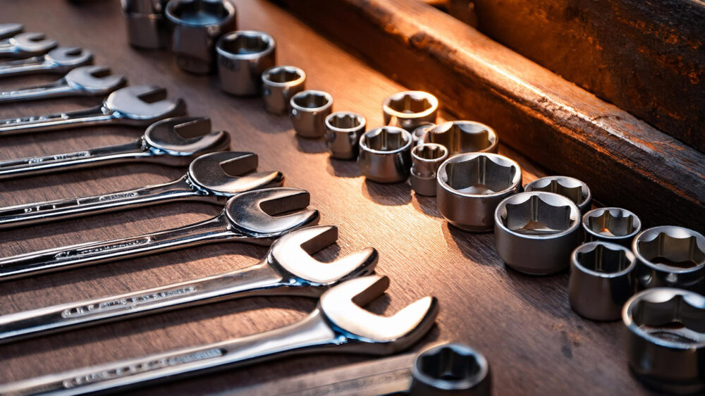 Wrenches on a table