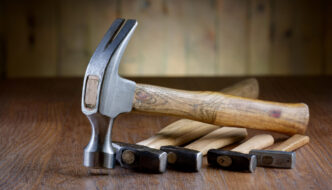 Hammers on a table